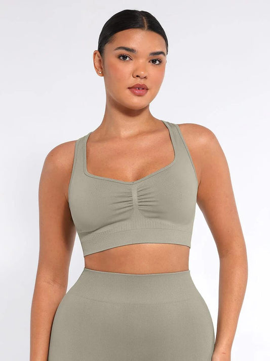Seamless Bust Support Racerback Sports Bra